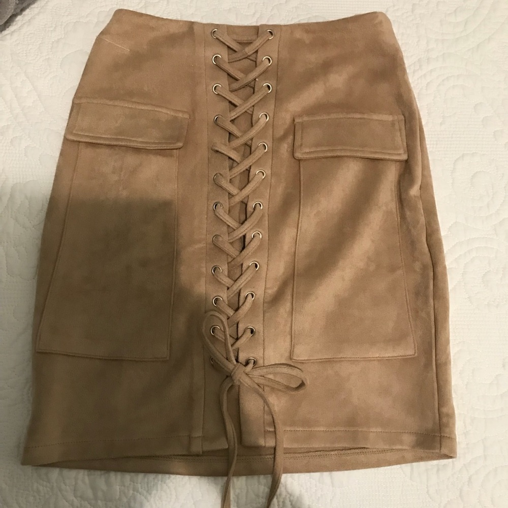 Missguided Nude/Tan Skirt, above the knees